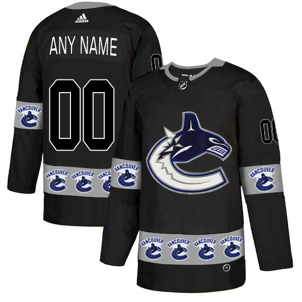 Men Vancouver Canucks 00 Any name Black Custom Adidas Fashion NHL Jersey